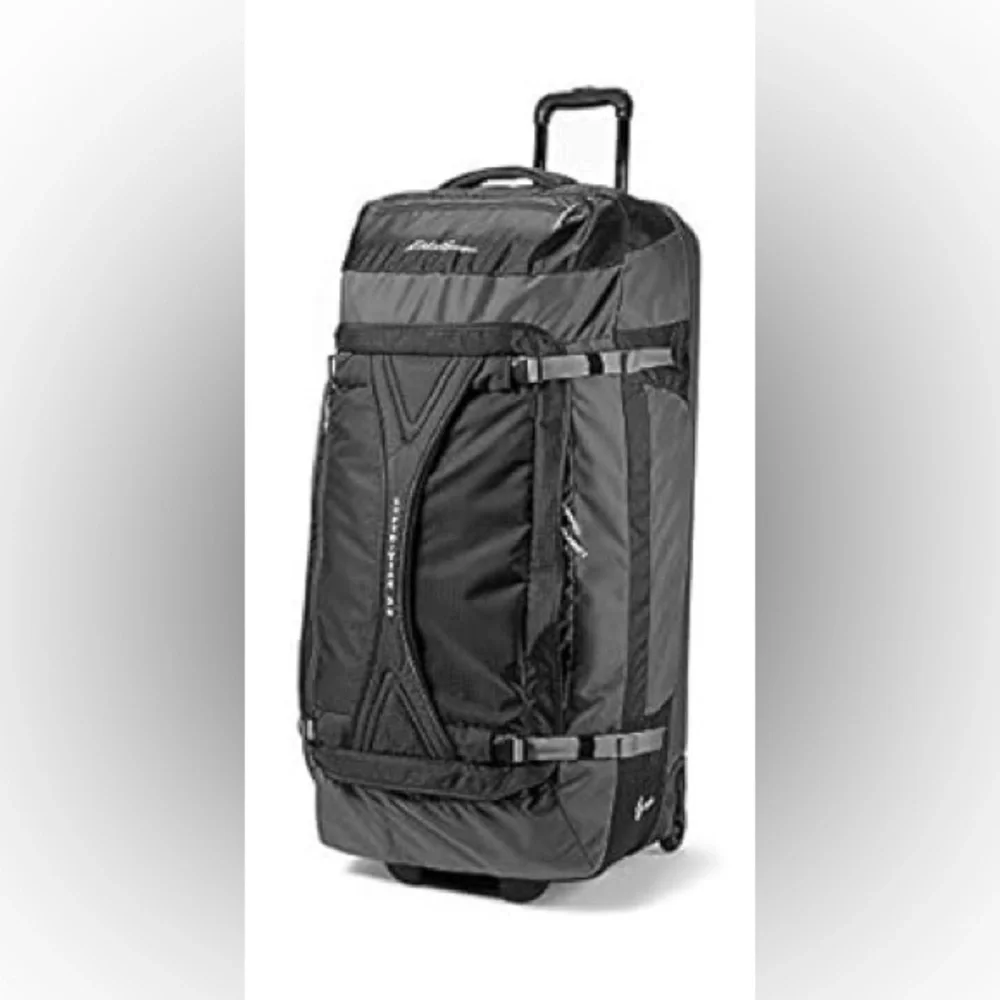 Eddie Bauer Black and Gray Rolling Travel Duffel with Telescoping Handle